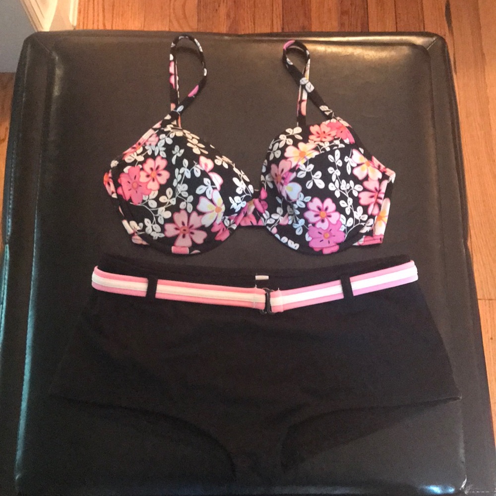 Victoria’s Secret Black and Pink Floral Bikini